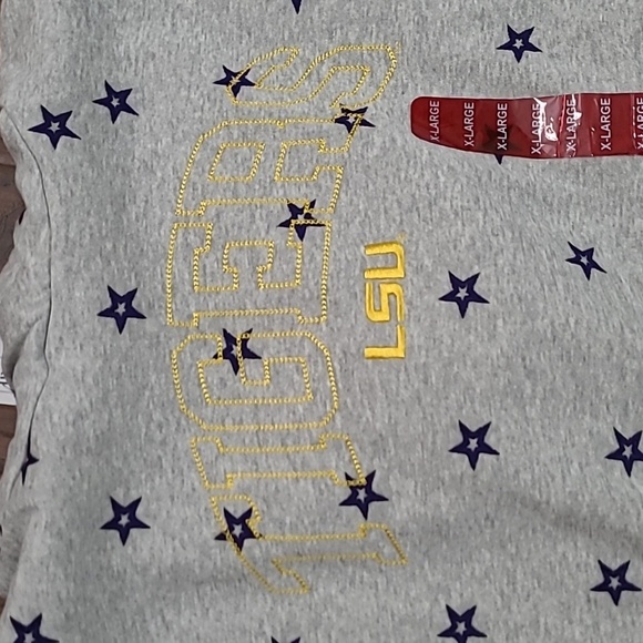 NWT Liv Casual LSU Tigers Grey Hooded Sweatshirt with Navy Blue Stars size XL - Picture 2 of 8